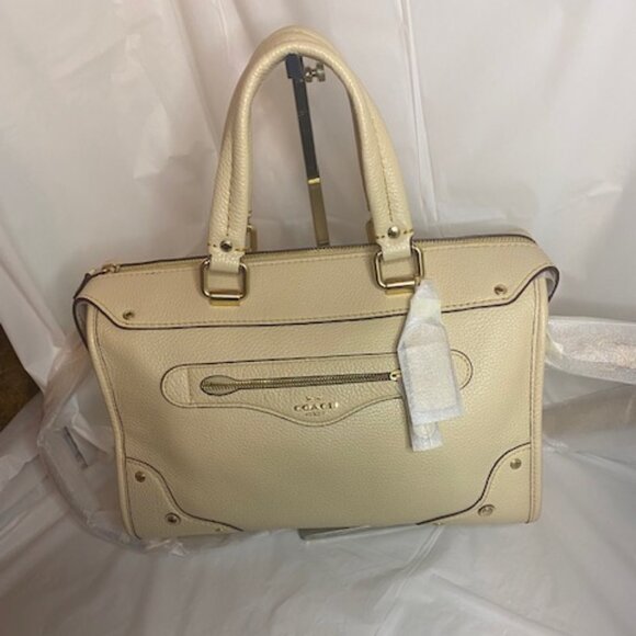 Coach Handbags - Coach Millie Pebbled Leather Satchel Bag in Ivory (NEW)